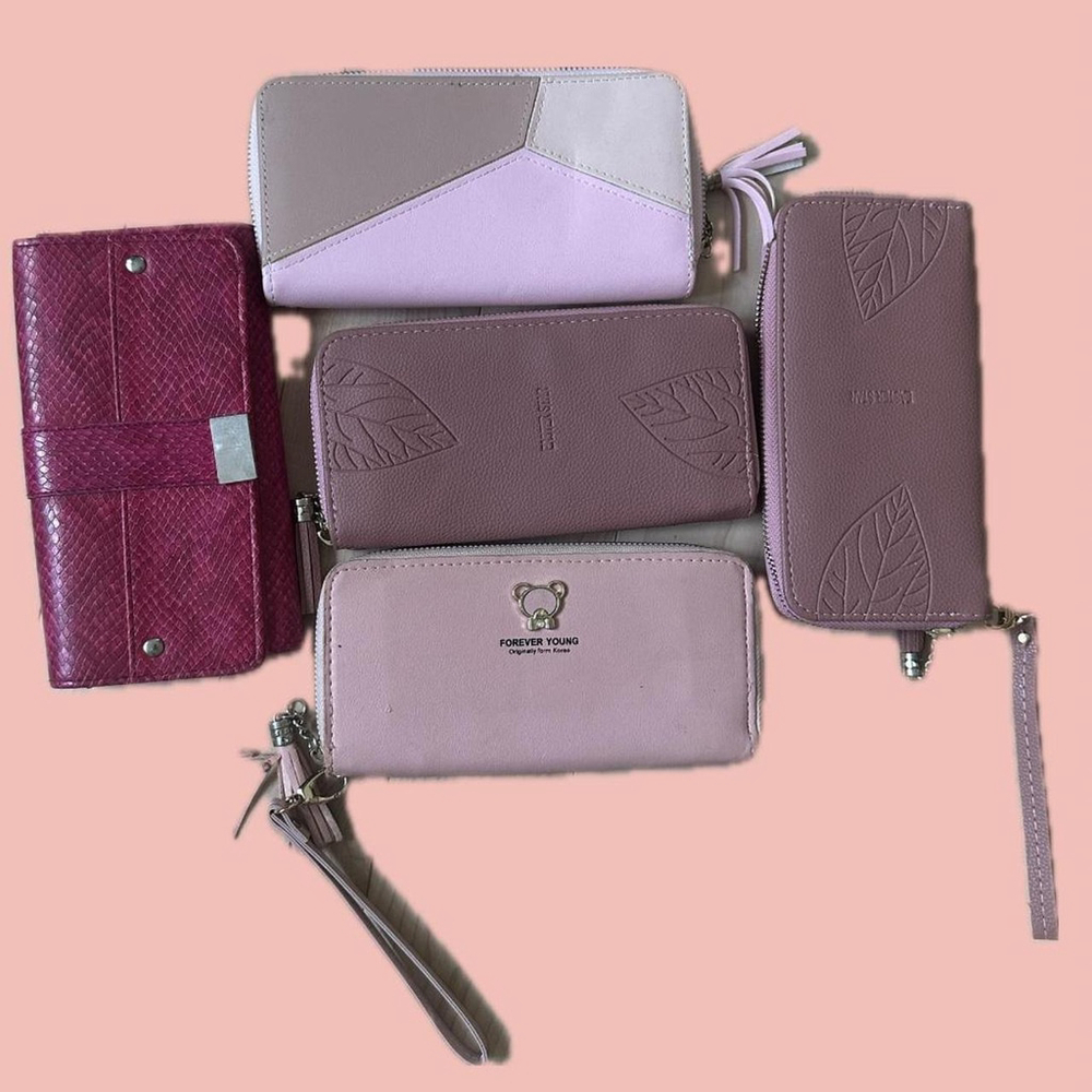 🧡 2 for 10$ Lot of 5 Large Pink Wallets – Most Brand New
